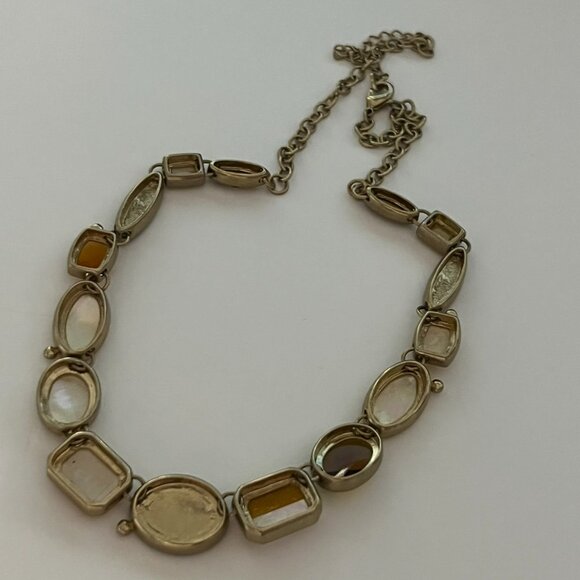 Fall inspired Yellow Orange Brown and Mother of Pearl Necklace 19" - Picture 4 of 9